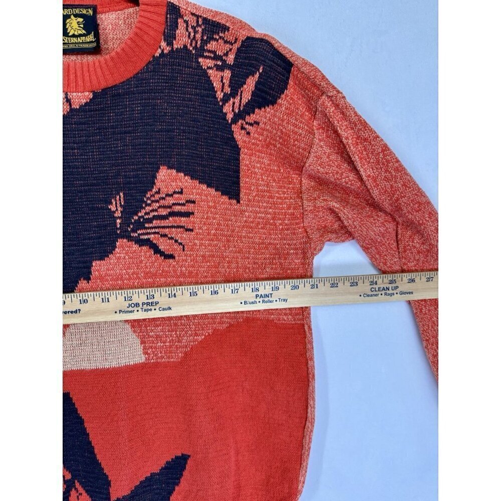Vintage Award Design Western Apparel Sweater Men’s Medium Orange Indian Knit USA - Picture 6 of 7